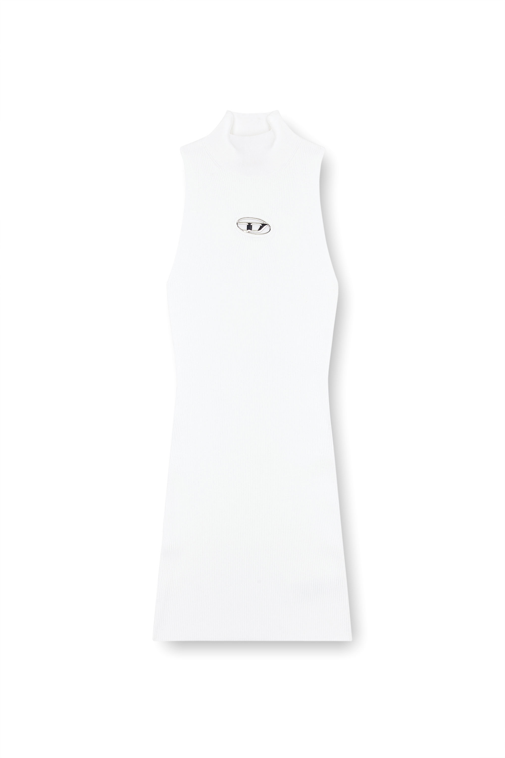 Diesel - M-ONERVAX, Robe courte à col roulé en maille côtelée Femme in Blanc - 2