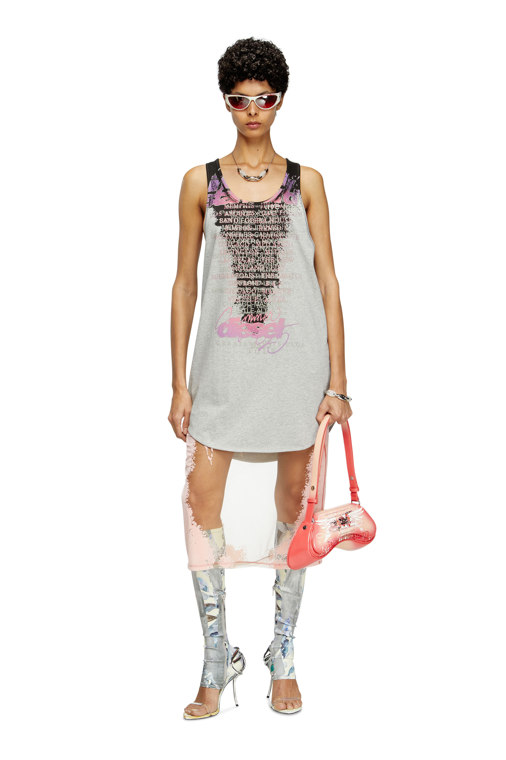 Diesel - T-SHAN, Débardeur avec imprimé paroles Mixte in Gris - 7