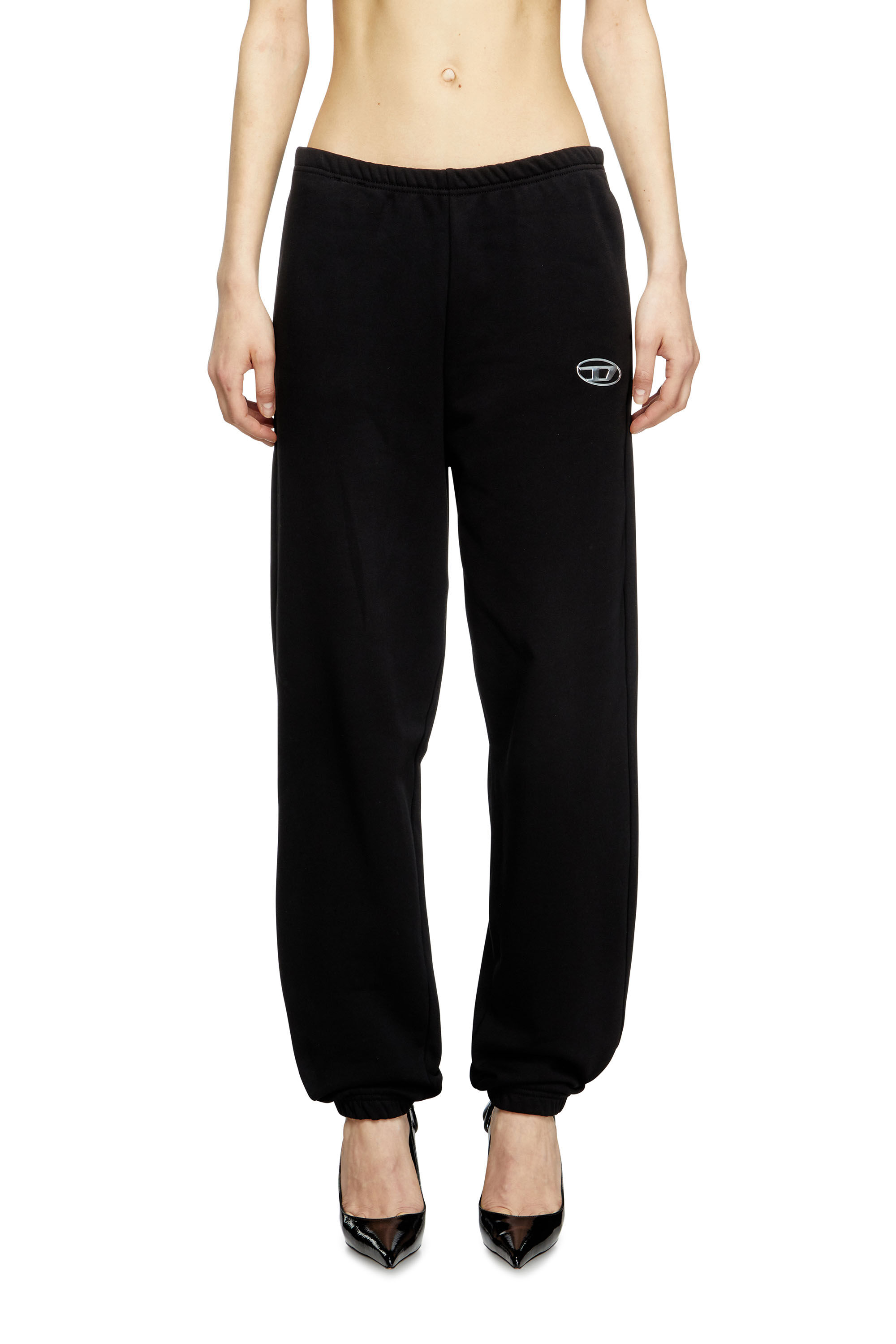 Diesel - P-LACYN-OD, Pantalon de survêtement avec logo Oval D effet métal Femme in Noir - 3