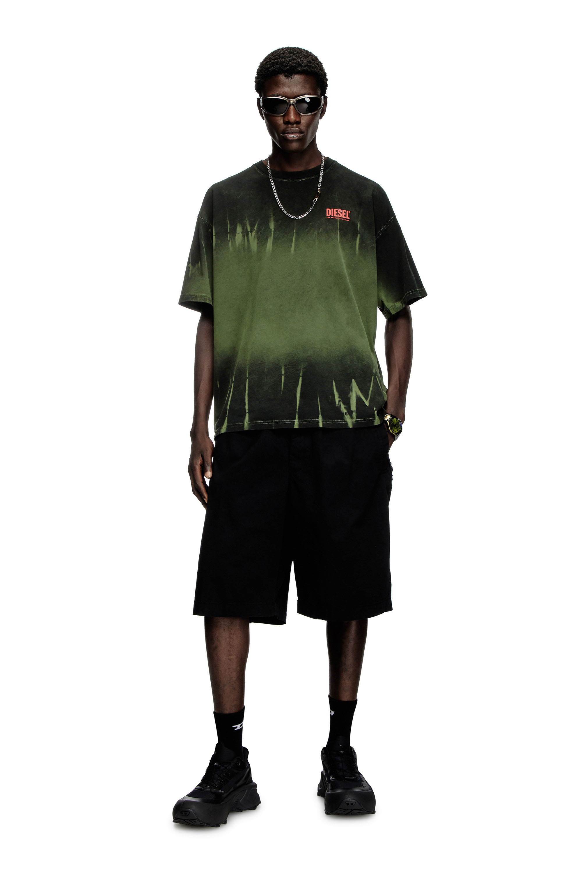 Diesel - T-BOXT-R3, T-shirt tie-dye avec logo imprimé Homme in Vert - 1