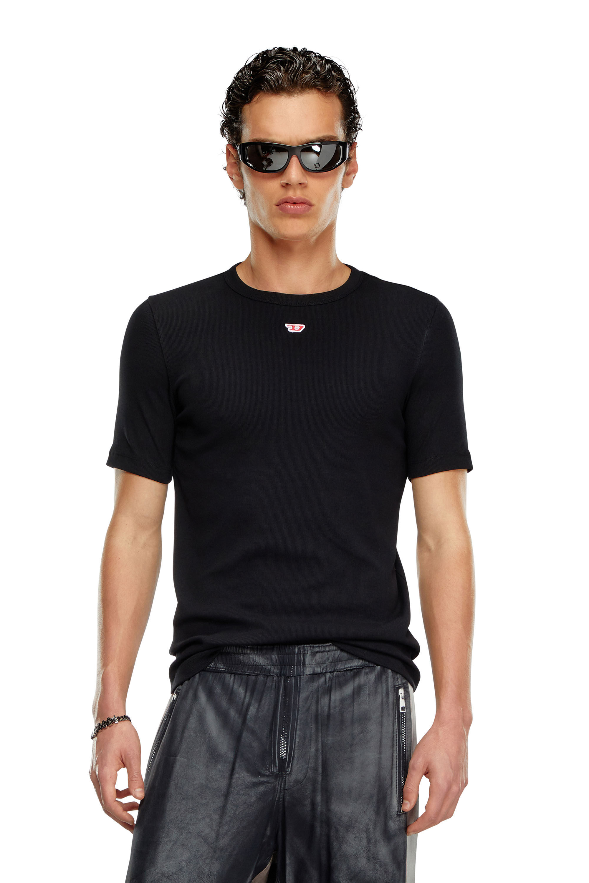 Diesel - D-RIBBER-N, T-shirt avec empiècement D Homme in Noir - 3