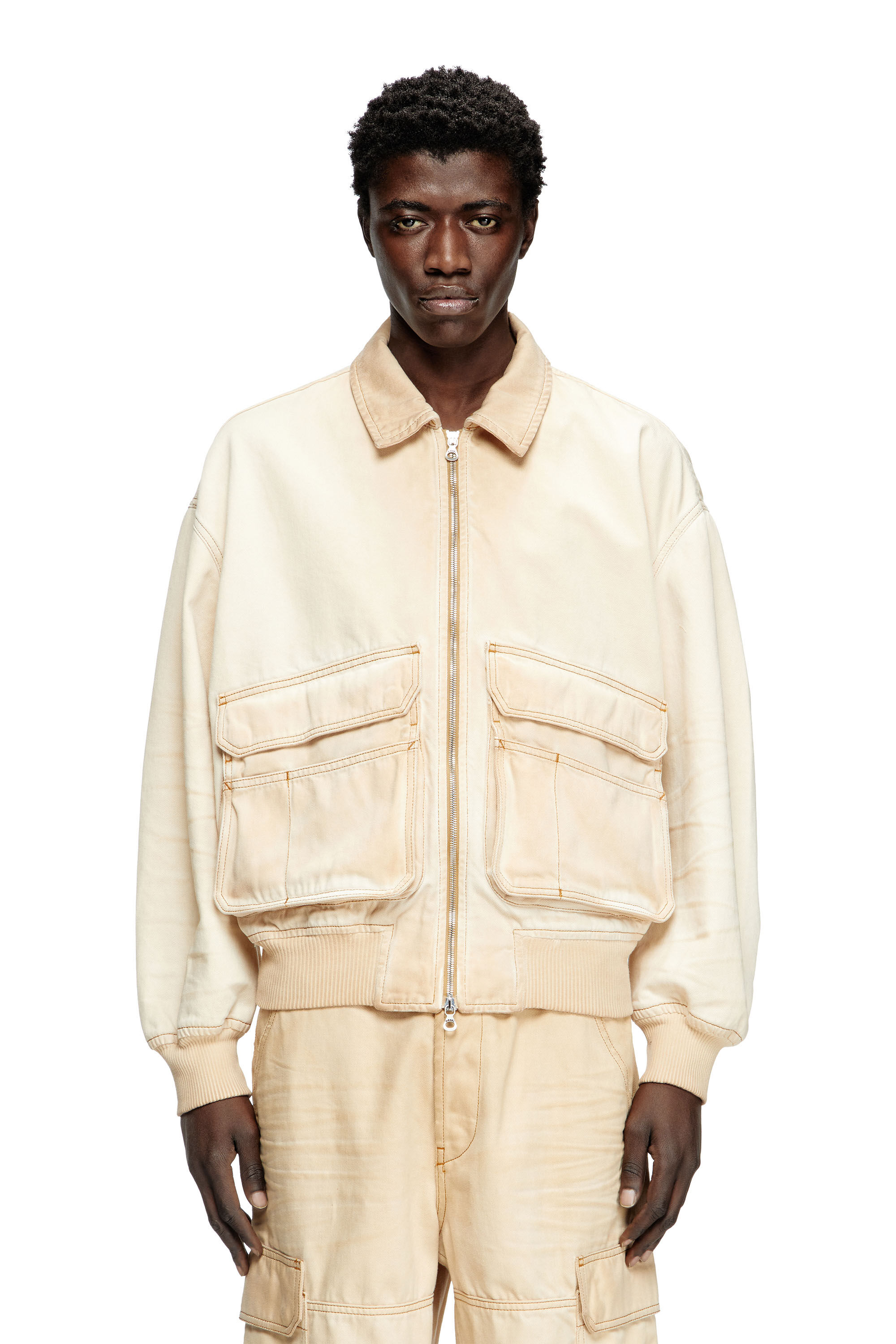 Diesel - D-KURZ, Veste en denim tissé batavia Mixte in Beige - 3