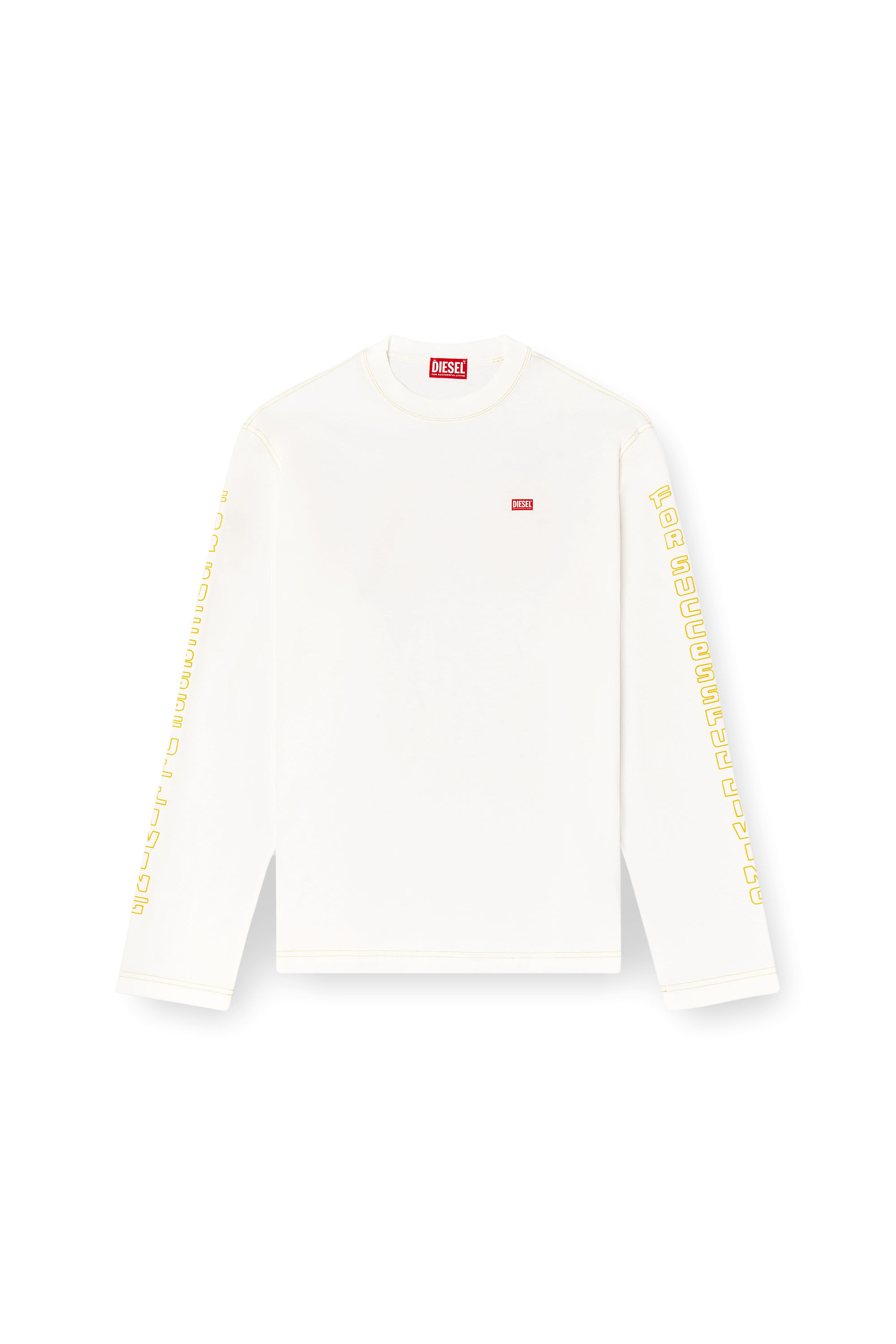 Diesel - T-CRANE-LS-R1, T-shirt à manches longues avec imprimé trognon de pomme Homme in Blanc - 2