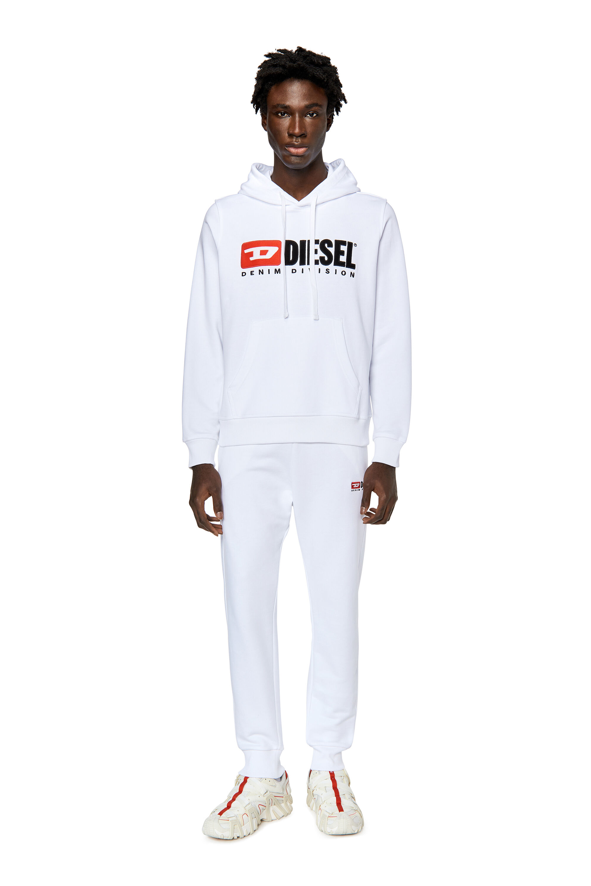 Diesel - S-GINN-HOOD-DIV, Sweat-shirt à capuche avec logo appliqué Homme in Blanc - 1