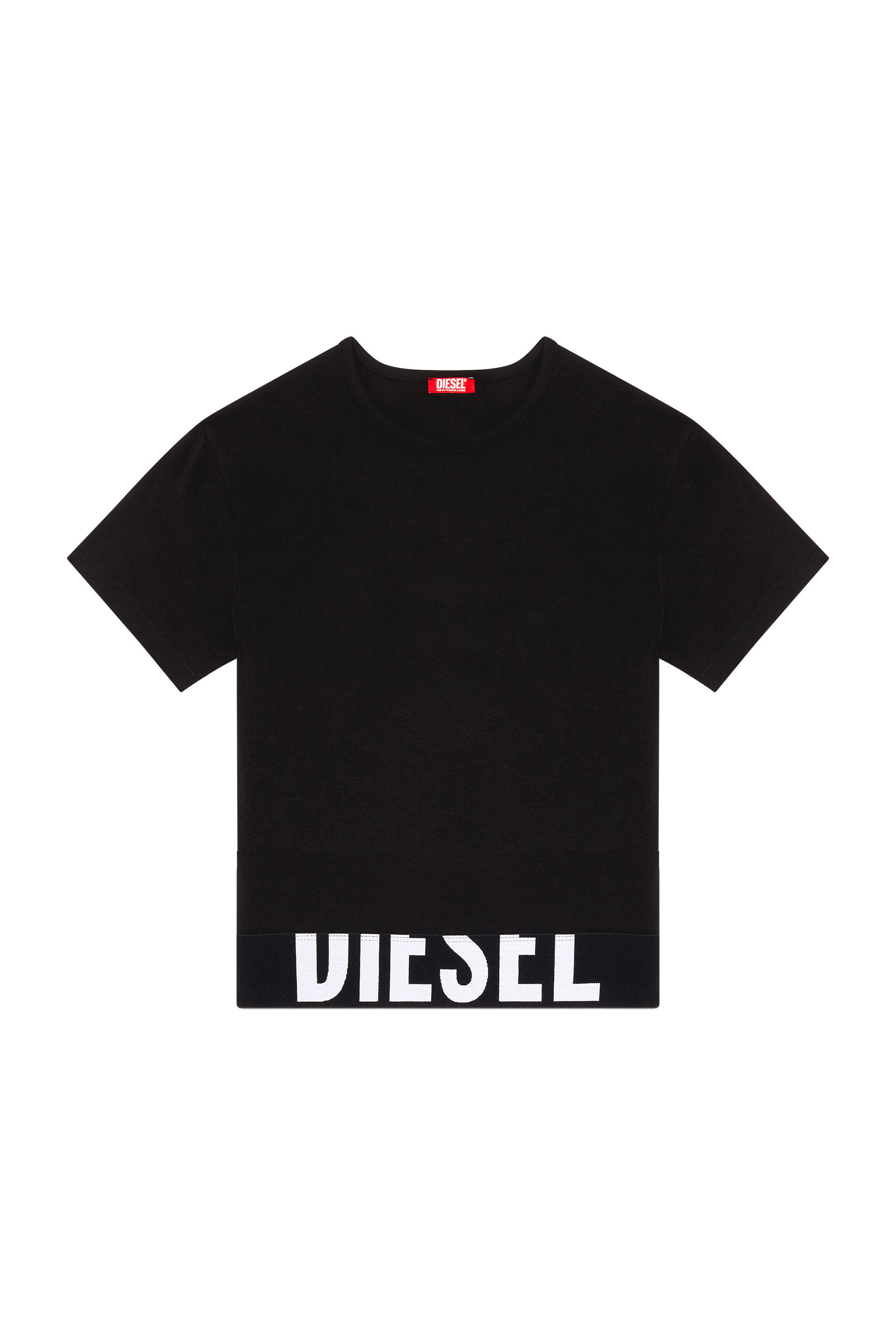 Diesel - UFTEE-SPORT-CROPPED-T-SHIRT, Top crop sportif avec bande à logo Femme in Noir - 2