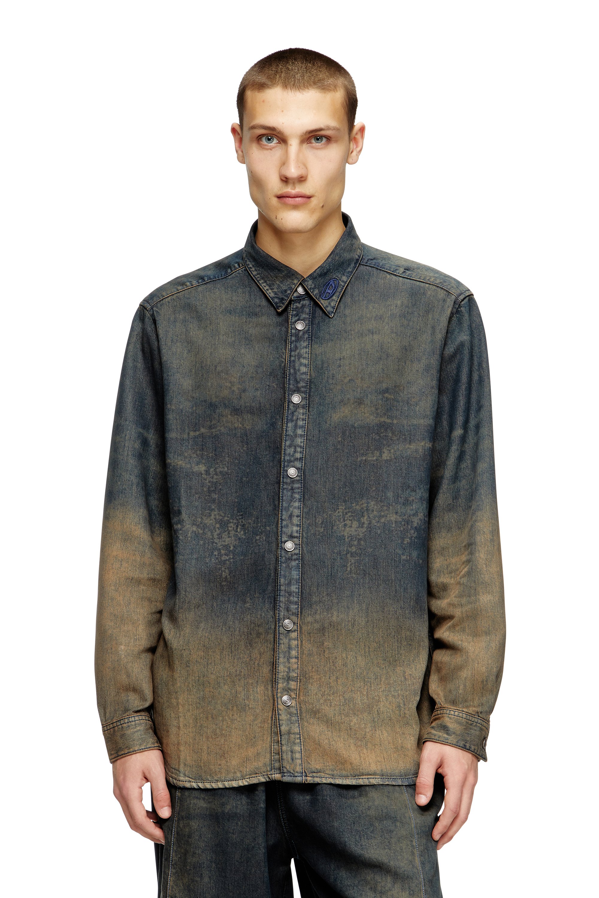 Diesel - D-SIMPLY-S8, Chemise en denim fluide nuancé Homme in Bleu - 2