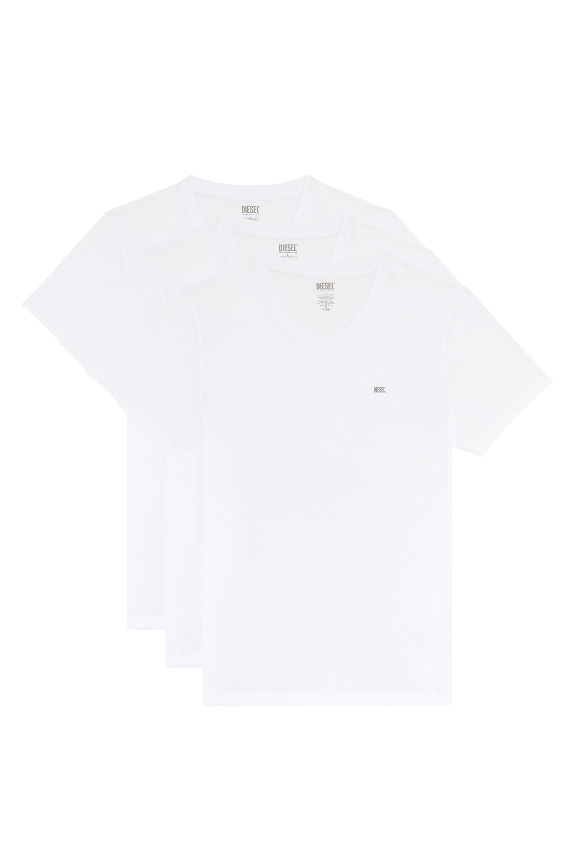 Diesel - UMTEE-MICHAEL3PACK, Lot de trois T-shirts avec col en V Homme in Blanc - 1