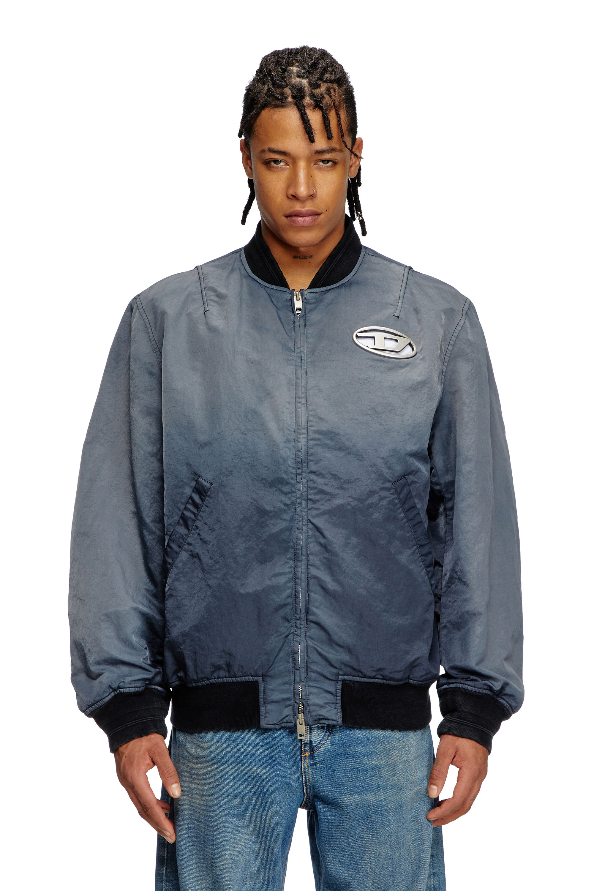 Diesel - J-KEPES, Veste bomber matelassée avec effet dégradé Homme in Gris - 1