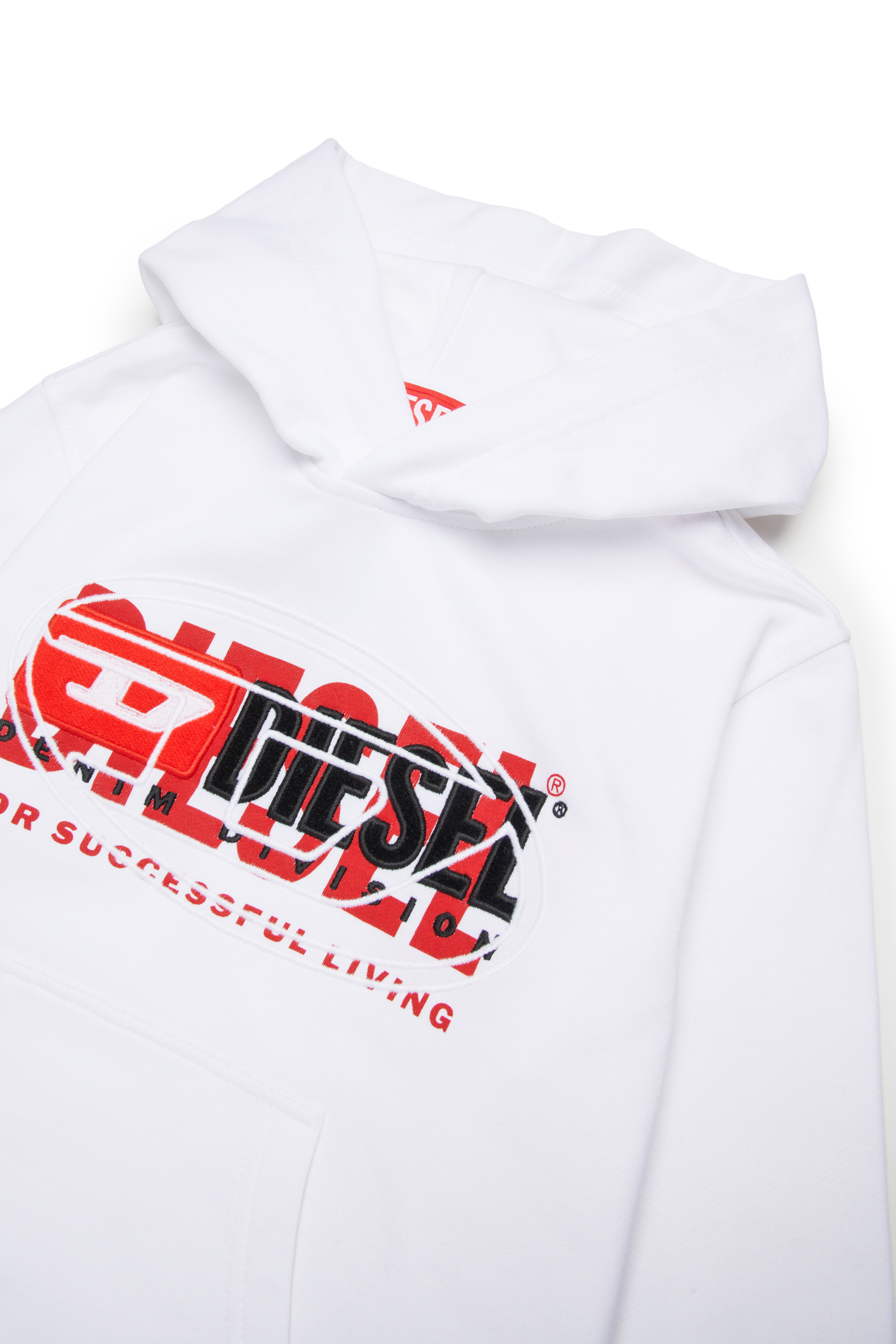 Diesel - SBAXTHOOD OVER, Sweat-shirt à capuche avec logos superposés Homme in Blanc - 3