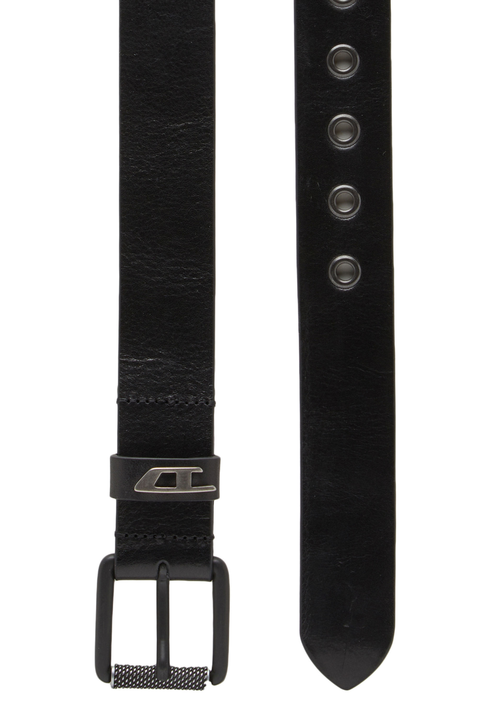 Diesel - B-DAVE II, Ceinture 3.5 cm en cuir brillant avec boucle à logo Homme in Noir - 2
