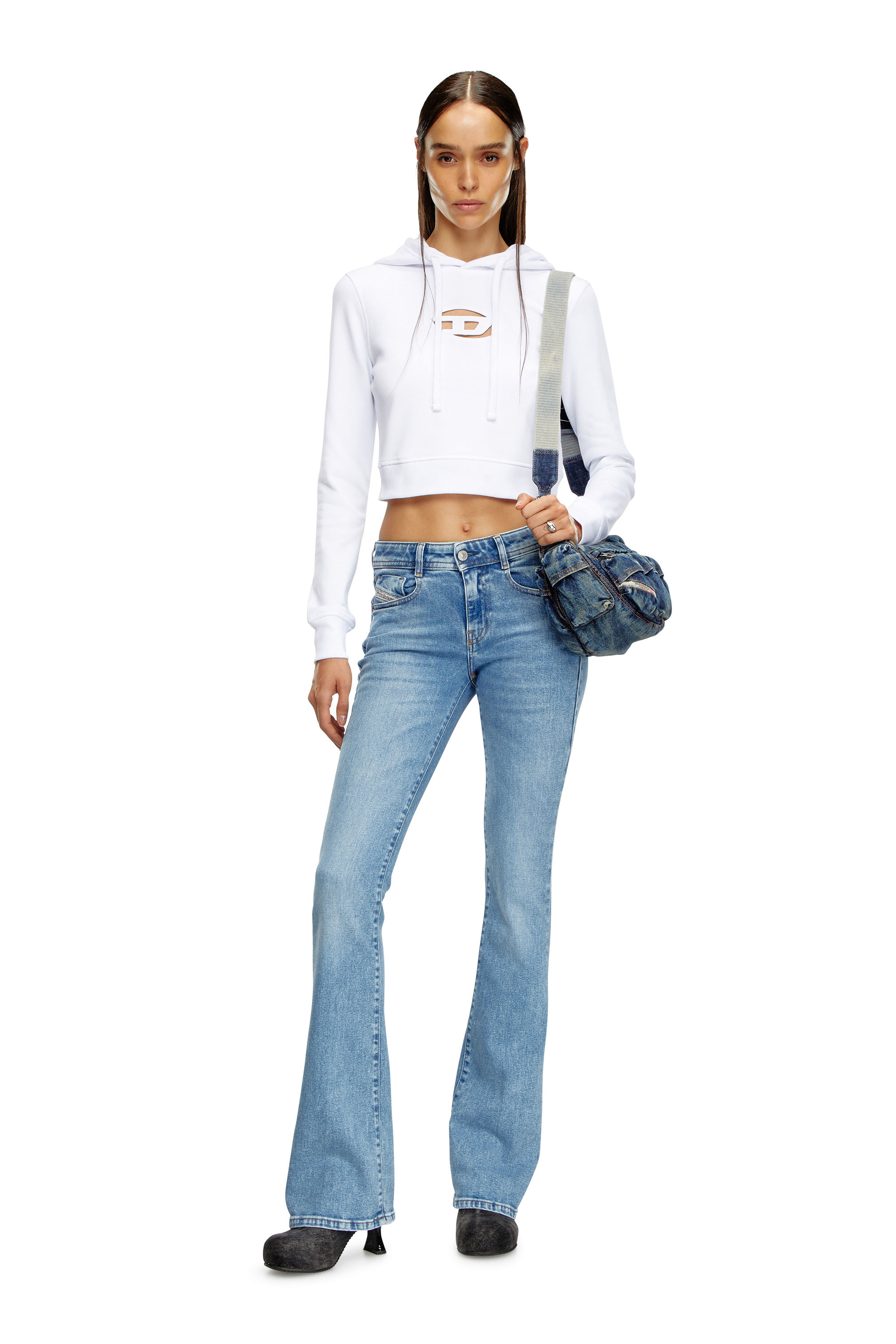 Diesel - F-SLIMMY-HOOD-OD, Sweat-shirt à capuche avec cut-out Oval D Femme in Blanc - 2