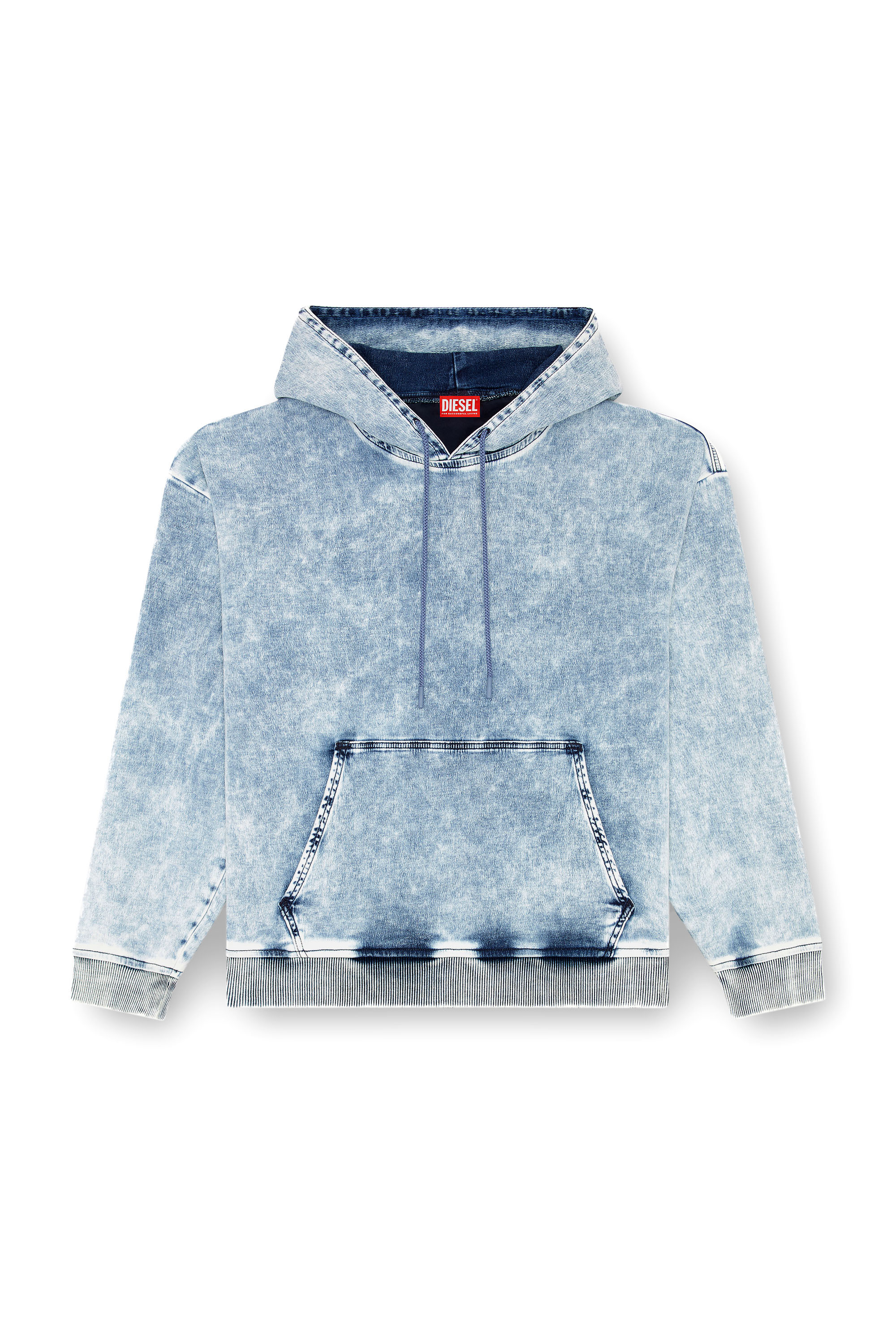 Diesel - D-UM-RIB-S2 TRACK, Sweat-shirt en Track Denim avec Oval D Mixte in Bleu - 3
