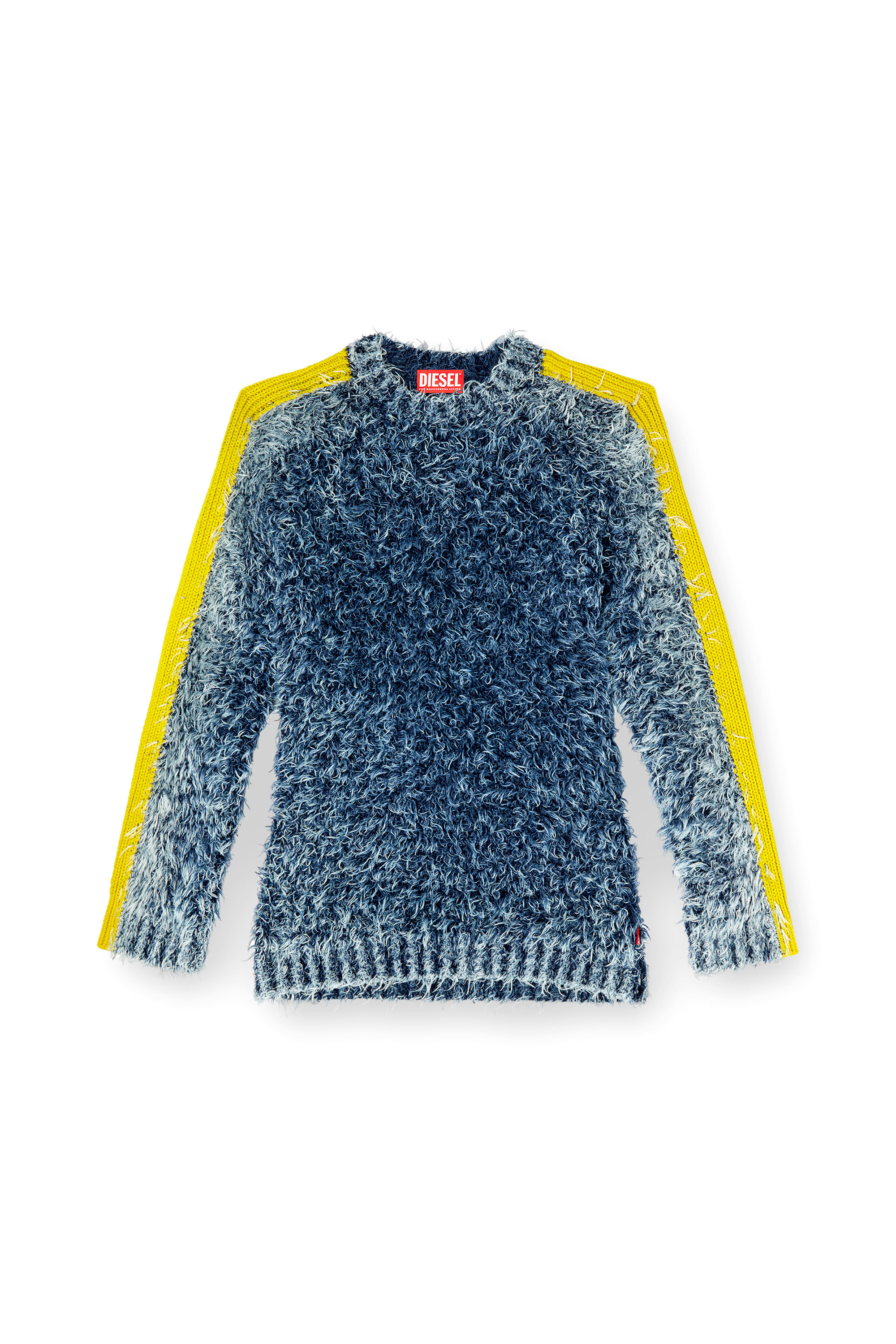 Diesel - K-DAMON, Pull en maille texturée avec bandes contrastées Homme in Bleu - 3