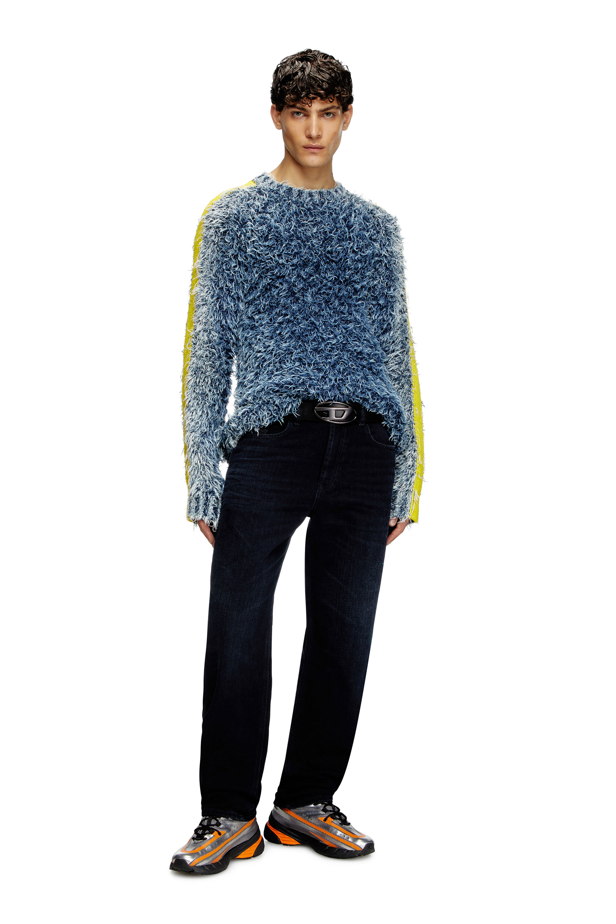 Diesel - K-DAMON, Pull en maille texturée avec bandes contrastées Homme in Bleu - 2