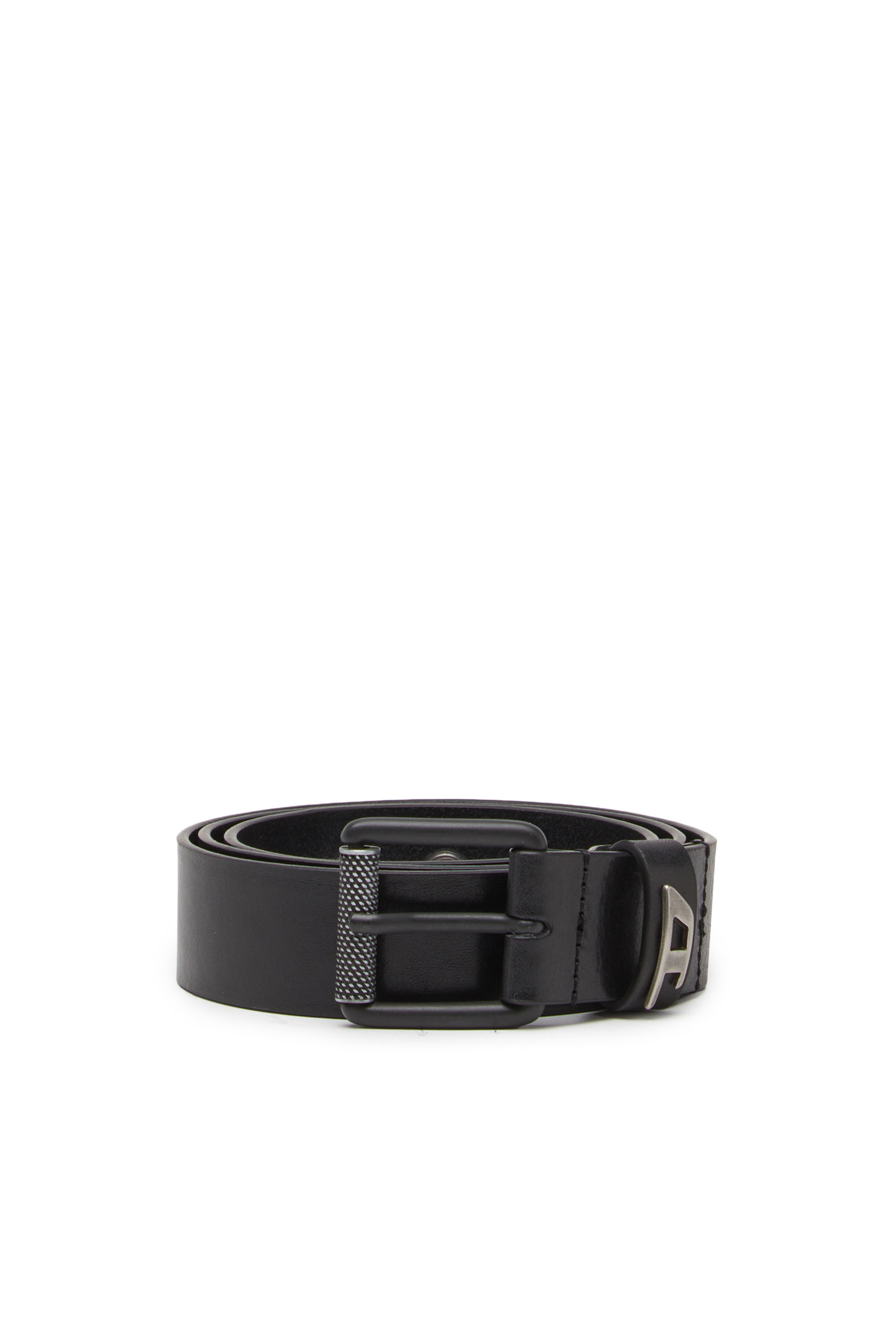 Diesel - B-DAVE II, Ceinture 3.5 cm en cuir brillant avec boucle à logo Homme in Noir - 1