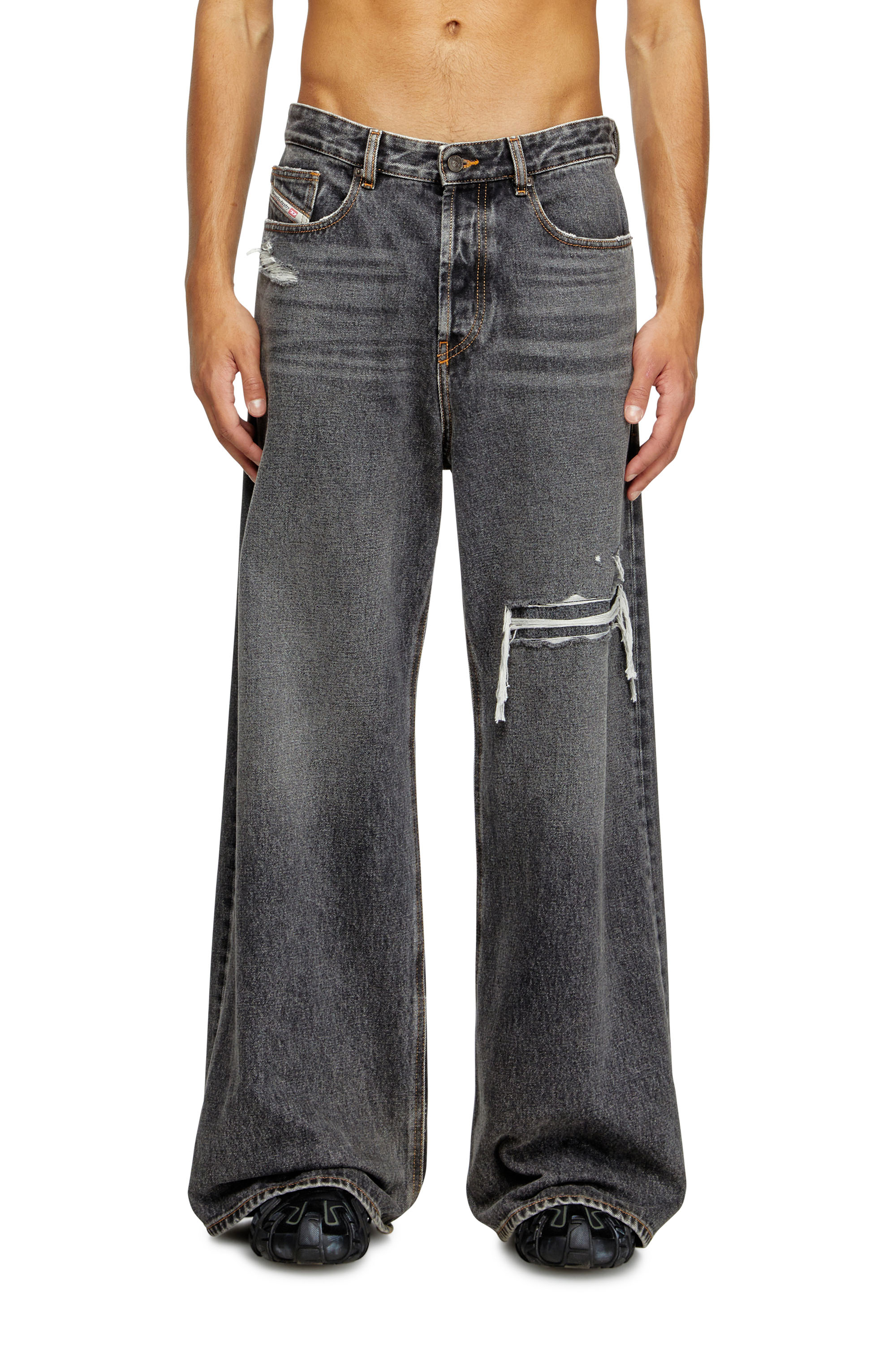Diesel - Relaxed Jeans D-Rise 007F6 Homme, Noir/Gris foncé - Image 2