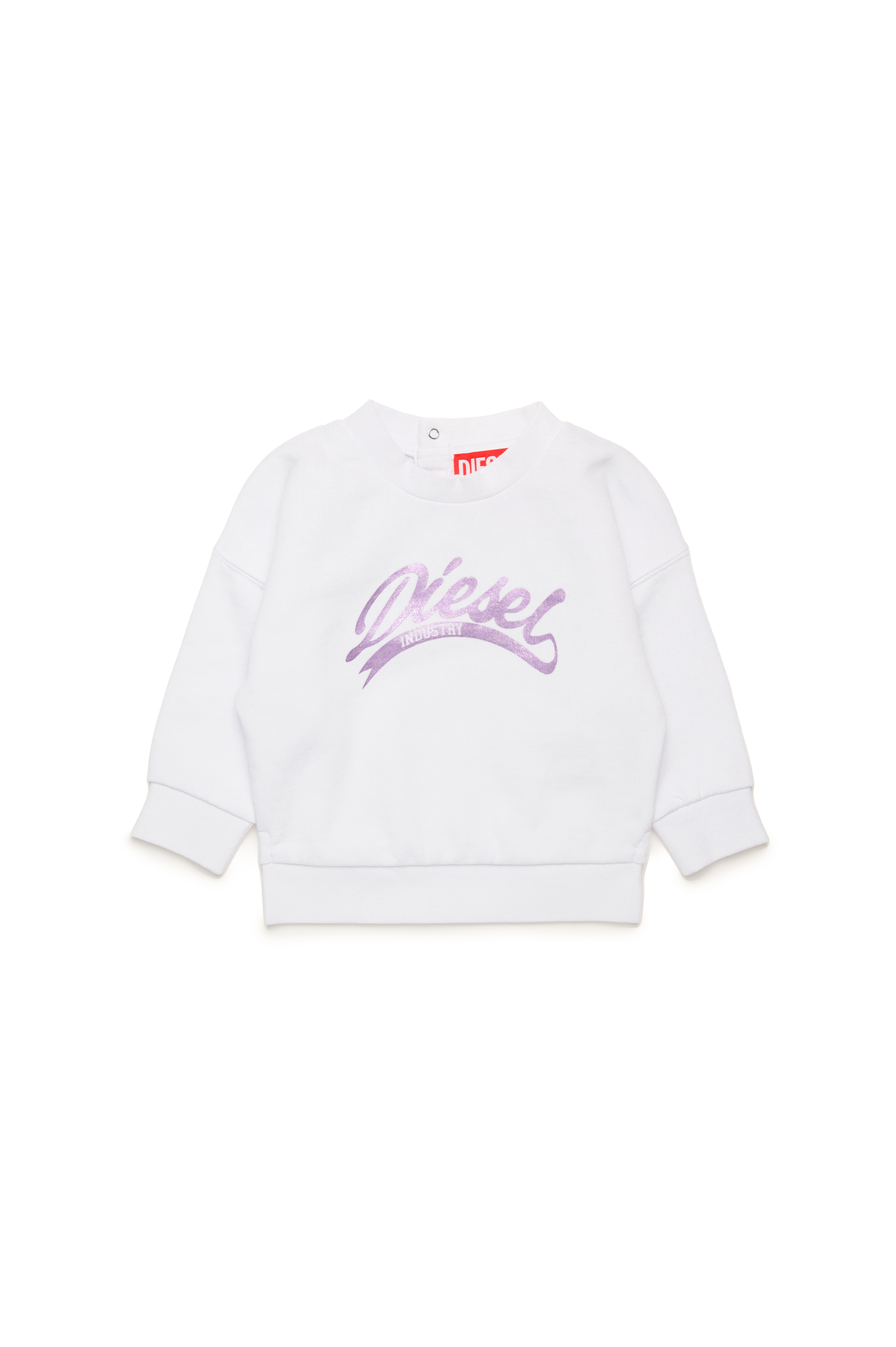 Diesel - SFLOWERB, Sweat-shirt en coton avec logo métallisé Femme in Blanc - 1