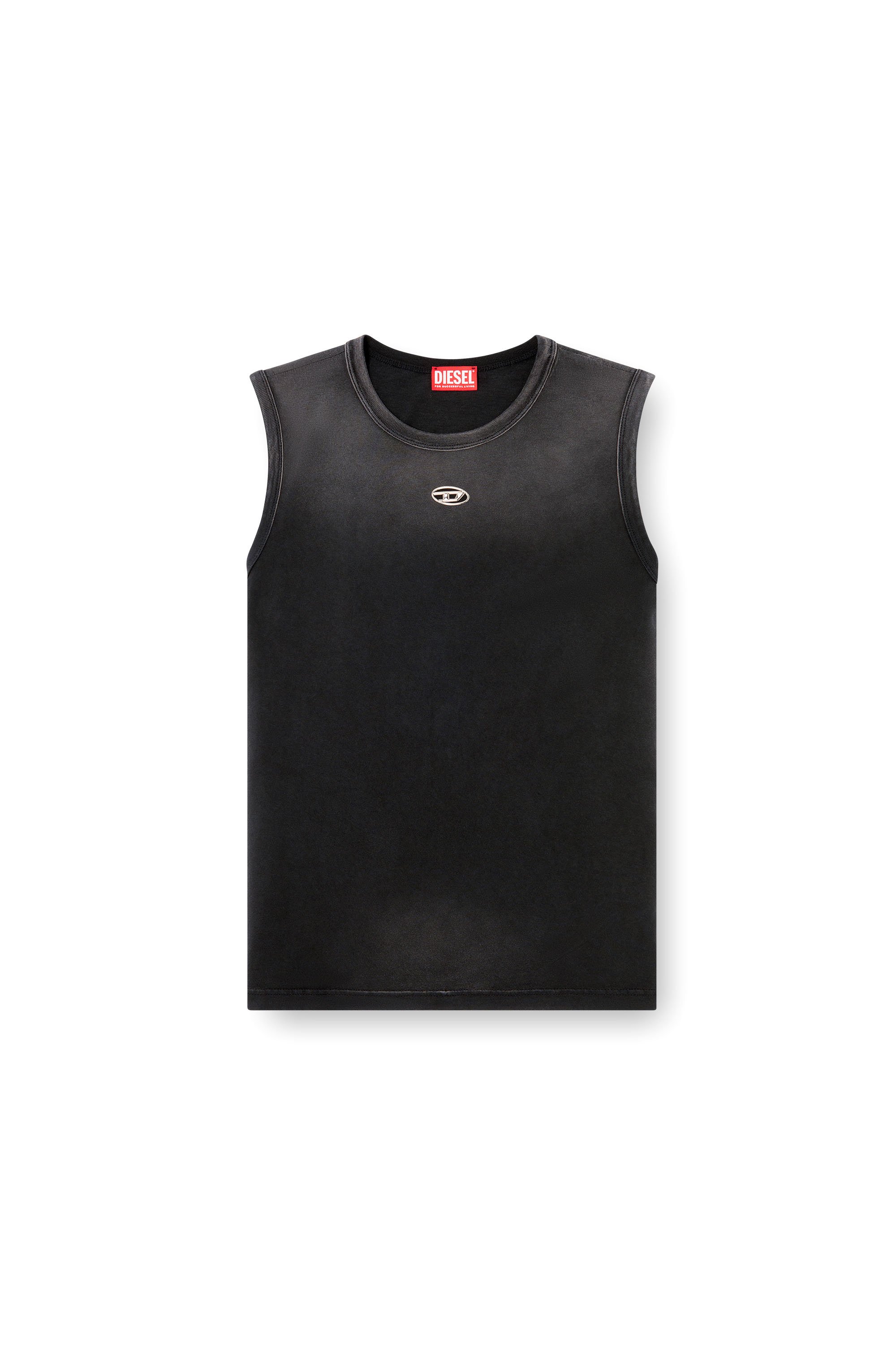 Diesel - T-BRICO-NEW, Débardeur délavé avec cut-out Oval D Homme in Noir - 3