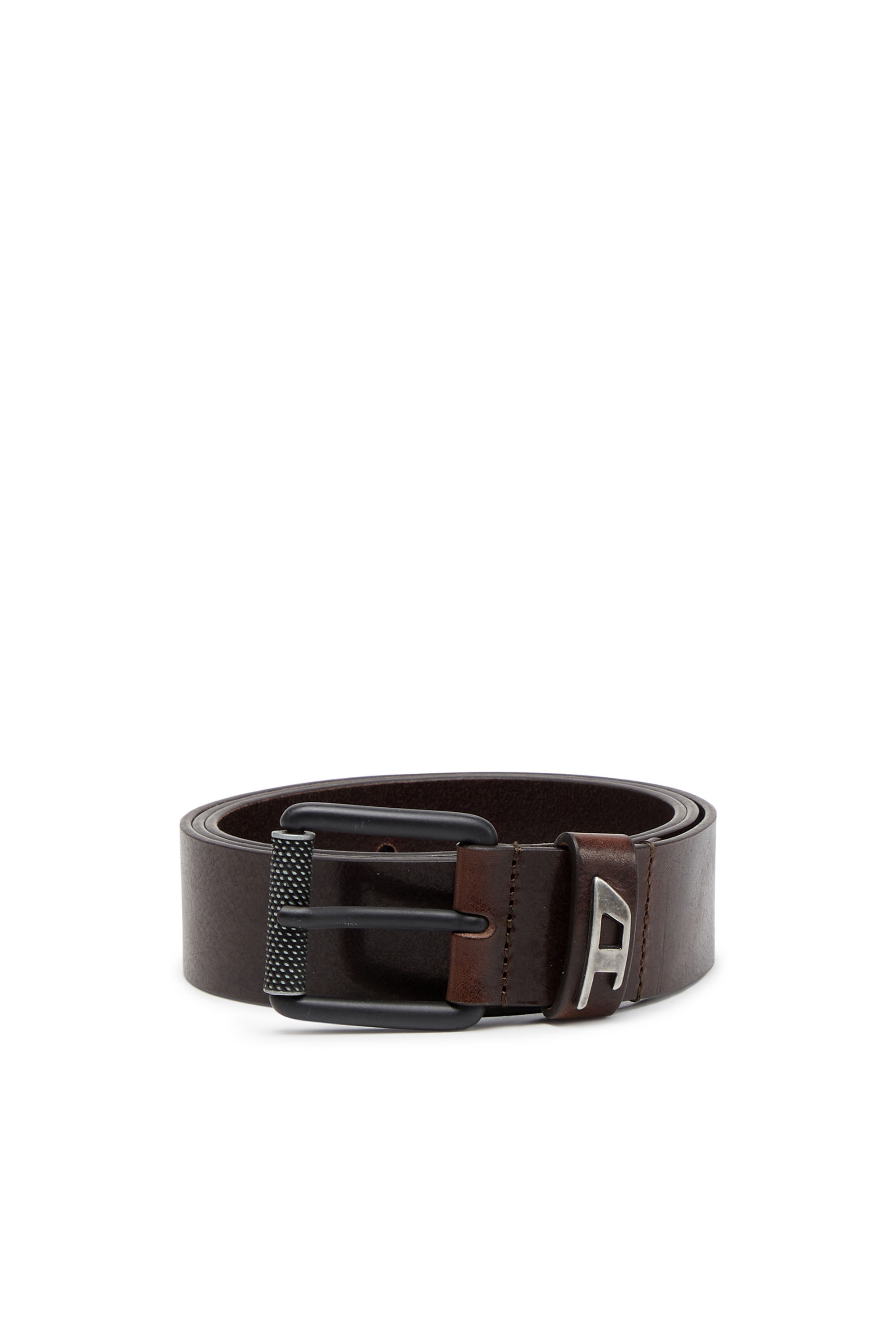 Diesel - B-DAVE II, Ceinture 3.5 cm en cuir brillant avec boucle à logo Homme in Marron - 1