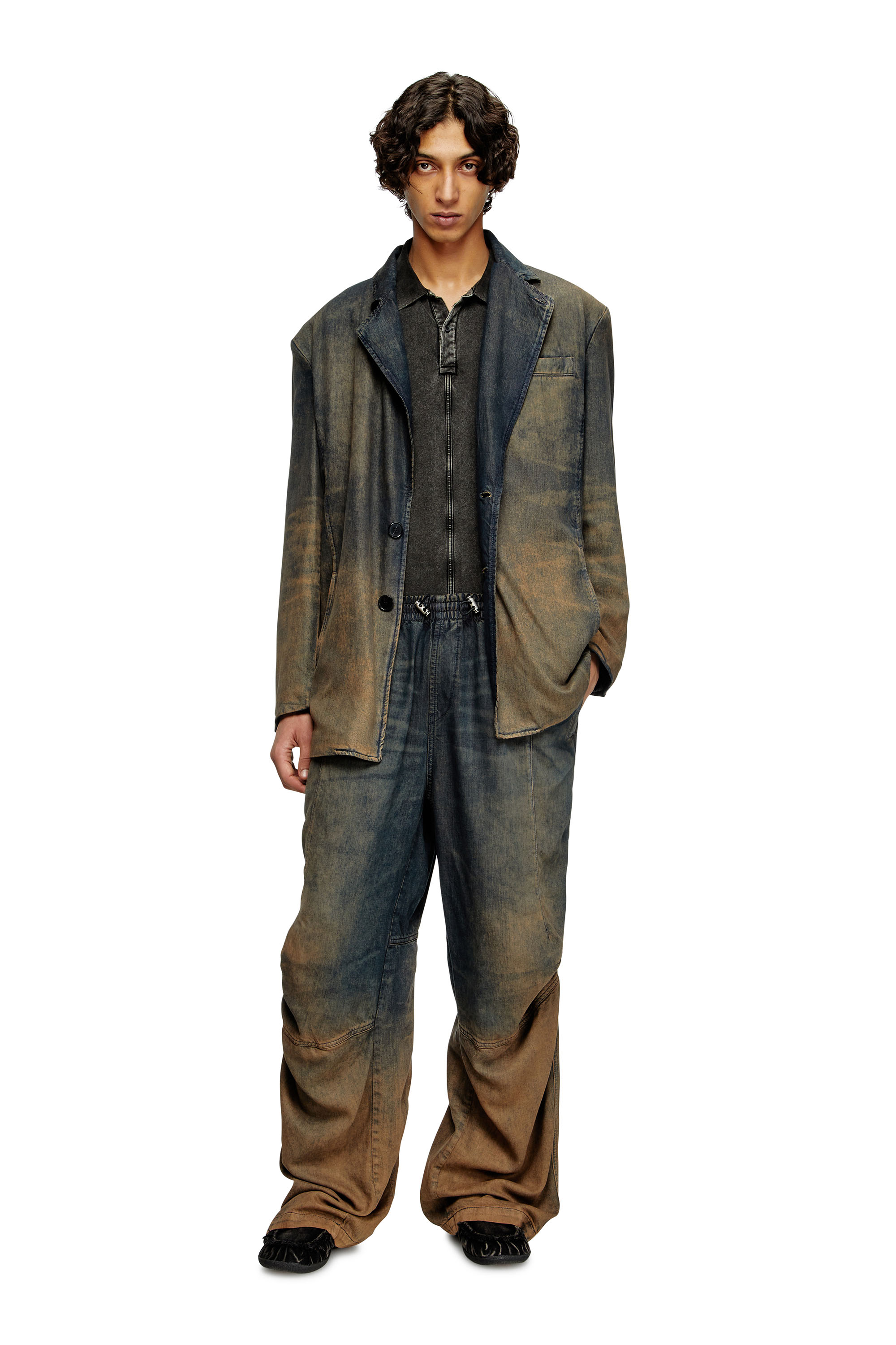 Diesel - D-REG-S, Blazer en denim fluide nuancé Mixte in Bleu - 3