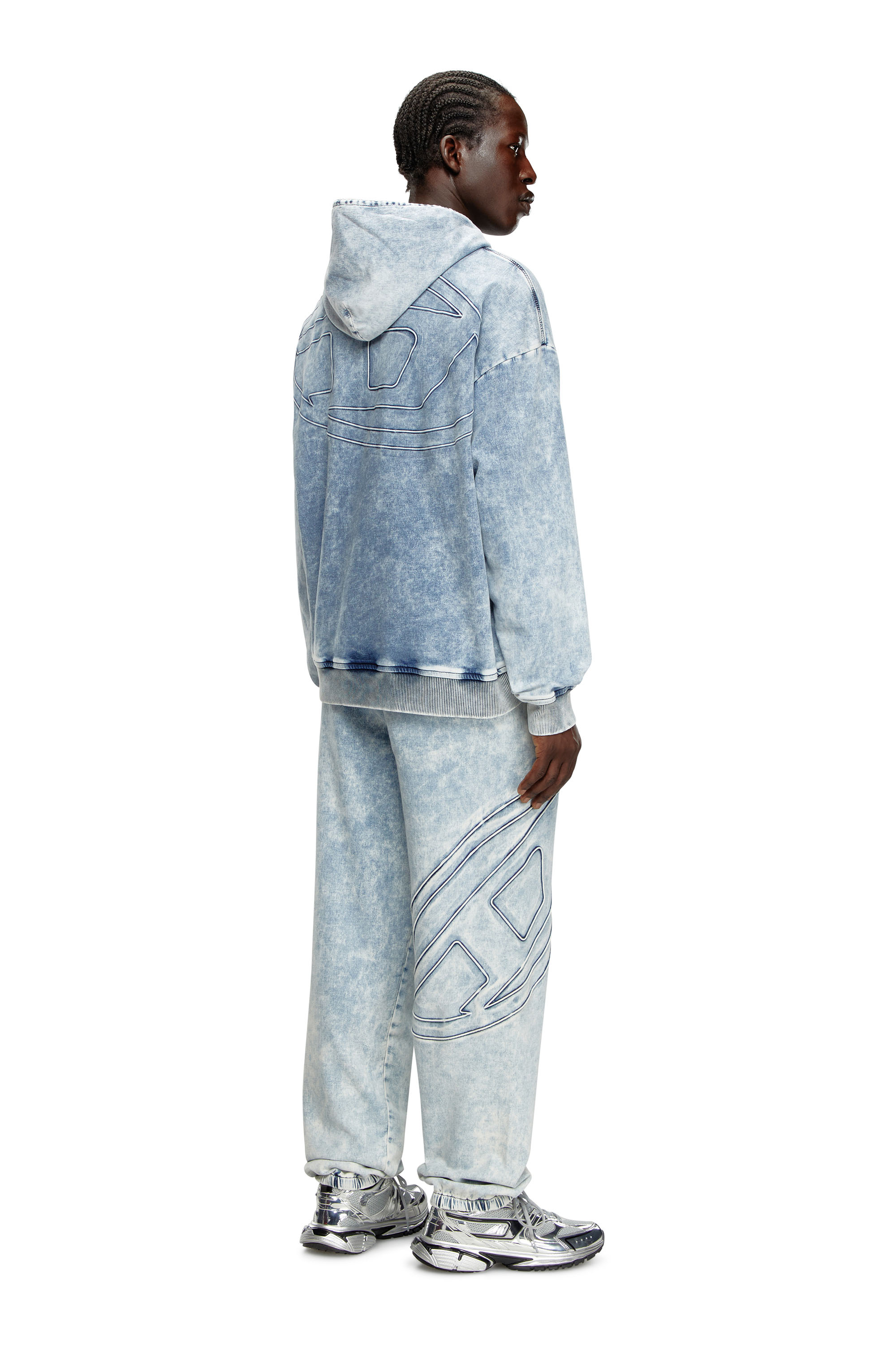 Diesel - D-UM-RIB-S2 TRACK, Sweat-shirt en Track Denim avec Oval D Mixte in Bleu - 2