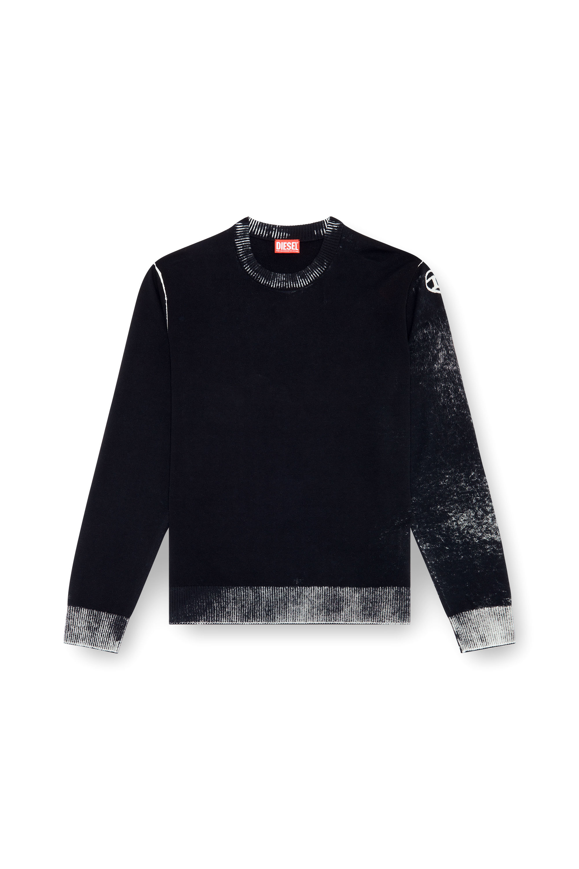 Diesel - K-LARENCE-B, Pull en coton avec imprimé inversé Homme in Noir - 3