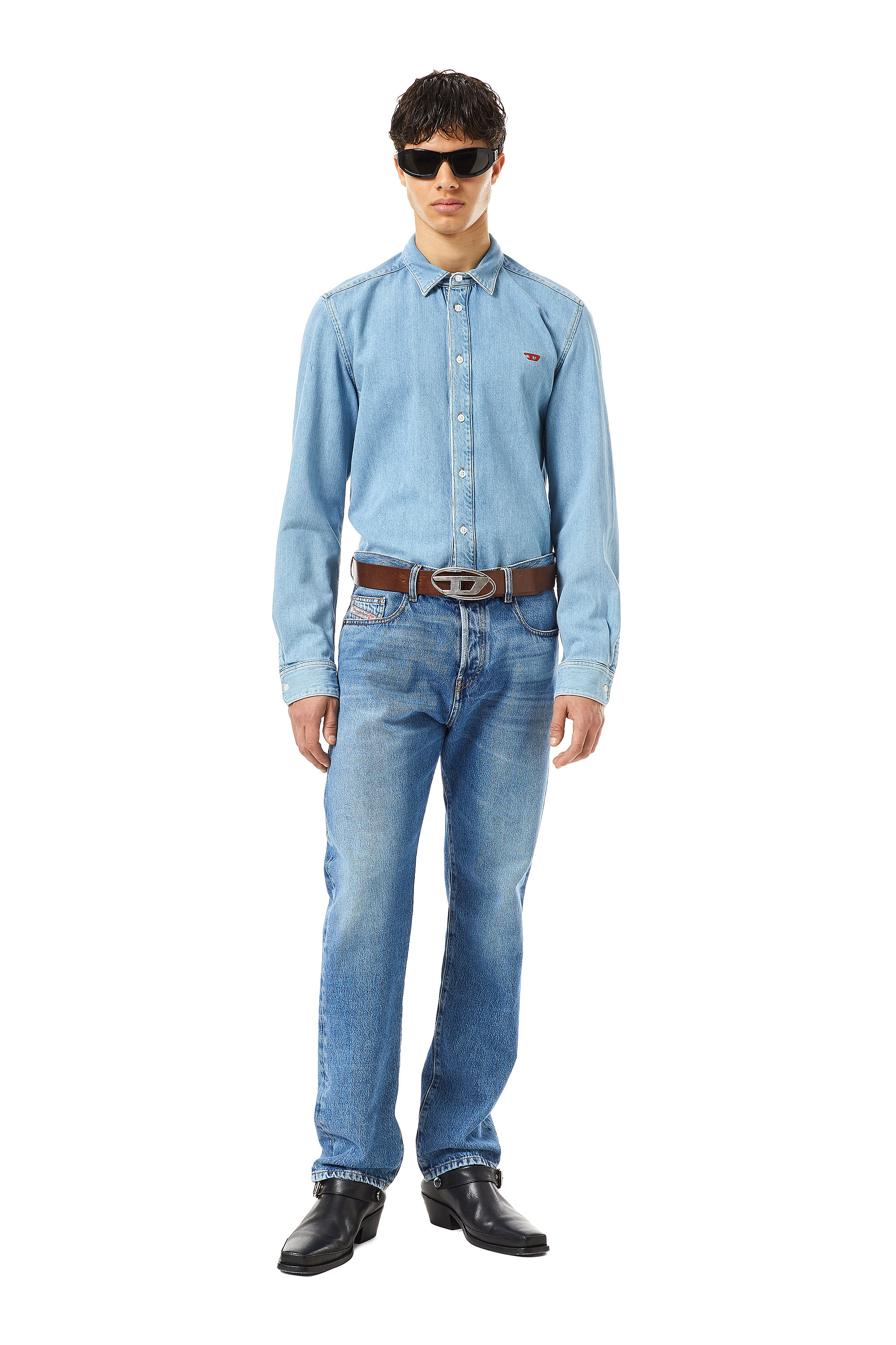 Diesel - B-1DR, Ceinture en cuir avec boucle D Homme in Marron - 4