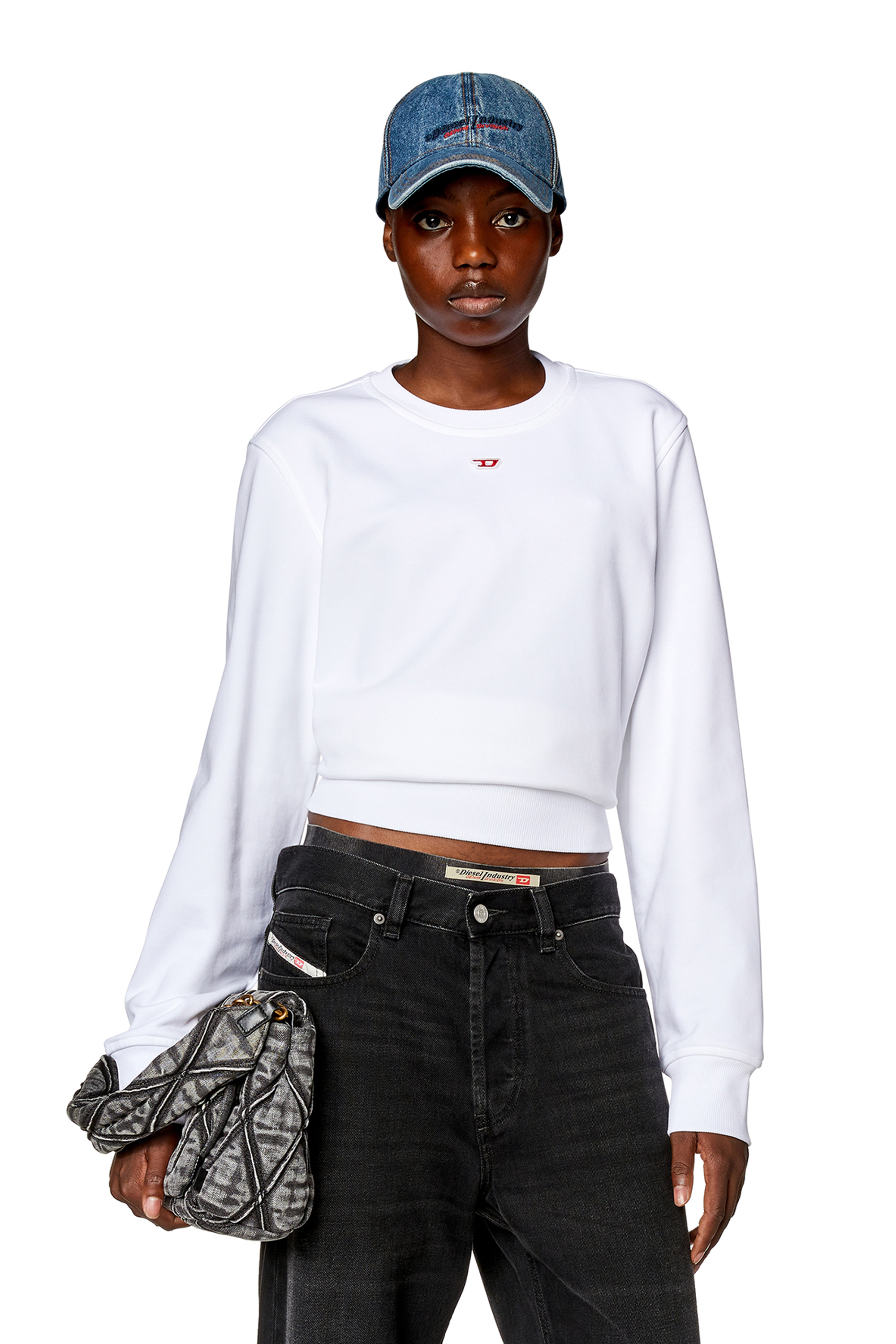 Diesel - S-GINN-D, Sweat-shirt avec logo D Femme in Blanc - 1