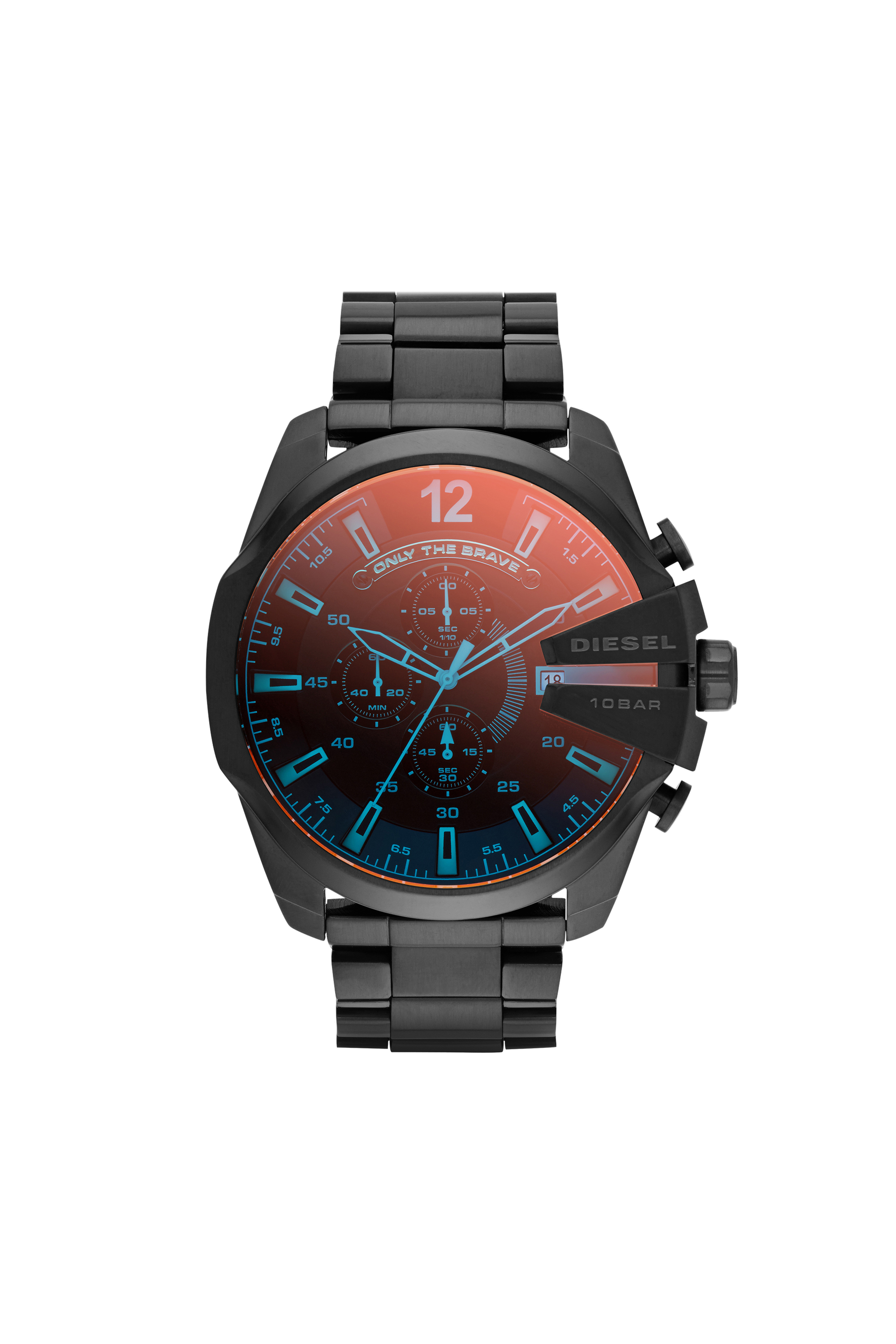 Diesel - DZ4318, Mega Chief montre avec placage gris Homme in Noir - 1
