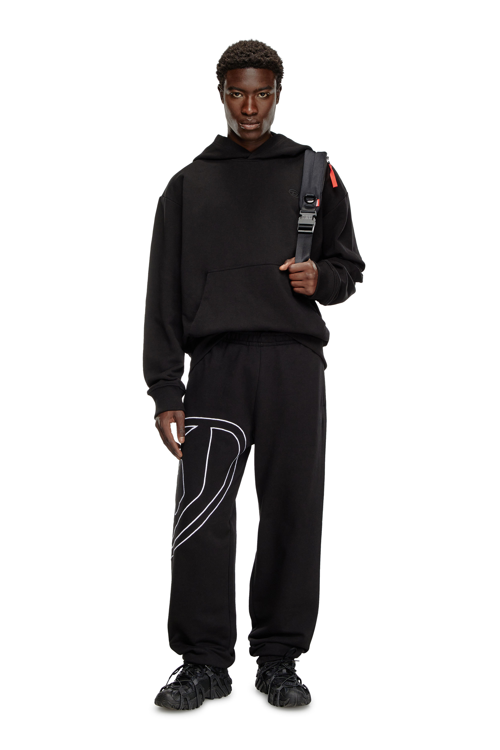 Diesel - P-MARKY-MEGOVAL-D, Pantalon de survêtement avec méga oval D Homme in Noir - 2